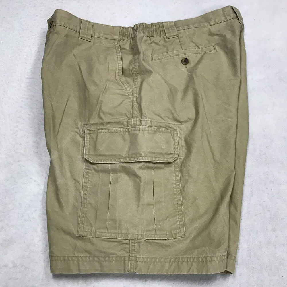 LL BEAN Tropic Weight Cargo Shorts Men 36 Khaki  Comfort Adjustable Waist